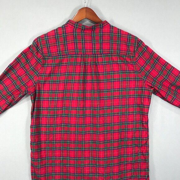 Lands' End Shirt Women's 12T Red Plaid Popover Tunic Top Flannel Roll Tab Cotton - Picture 8 of 12